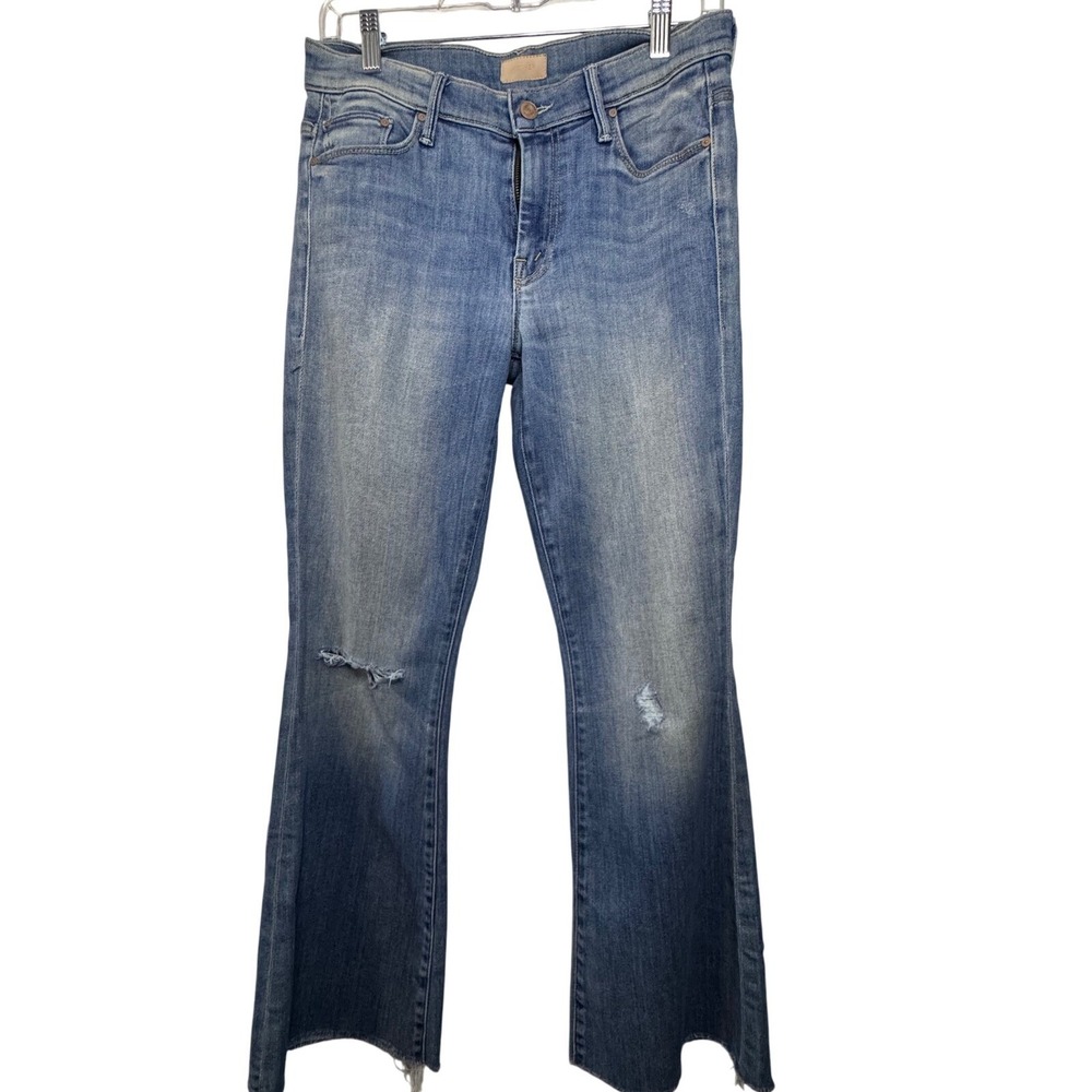 MOTHER The Weekender Ankle Fray Jeans Distressed Flare Denim Women's Size 28 (G)